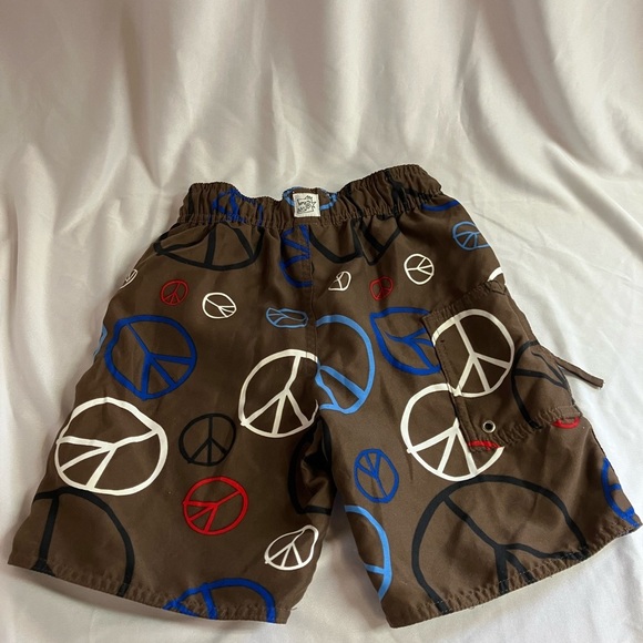 Brown Peace Sign Swim Shorts - Picture 4 of 4
